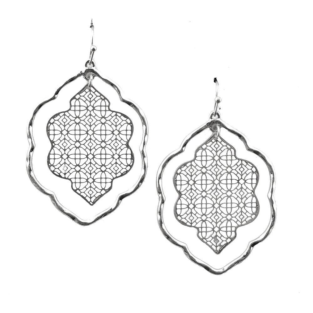 Cloud Design Filigree Earrings, 1-3/4-Inch