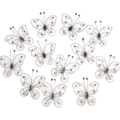 Organza Nylon Glitter Butterflies, 2-inch, 20-count