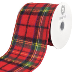 Christmas Flannel Plaid Wired Edge Ribbon, Red/Blue/Green, 10-Yard