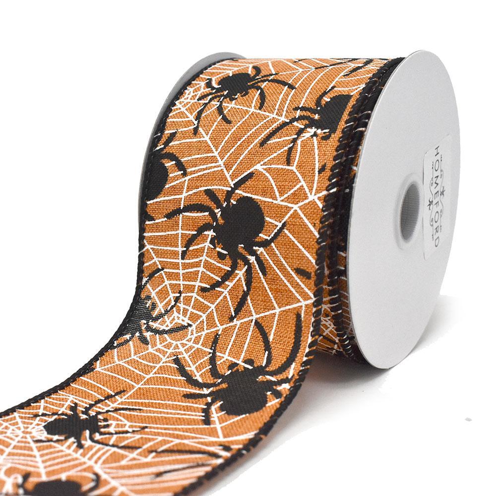 Halloween Spiders and Cobwebs Wired Ribbon, 2-1/2-Inch, 10-Yard