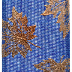 Copper Accent Fall Leaves Wired Ribbon, 2-1/2-Inch, 10-Yard