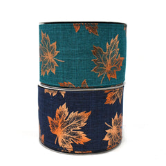 Copper Accent Leaves Wired Autumn Fall Ribbon, 2-1/2-Inch, 10-Yard