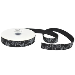Spooky Halloween Spider Web Grosgrain Ribbon, 10-yard