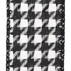 Christmas Houndstooth Woven Wired Ribbon, 1-1/2-inch, 50-yard