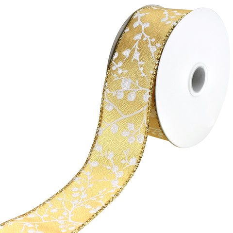 Berry Branch Silhouette Wired Ribbon, 10-yard