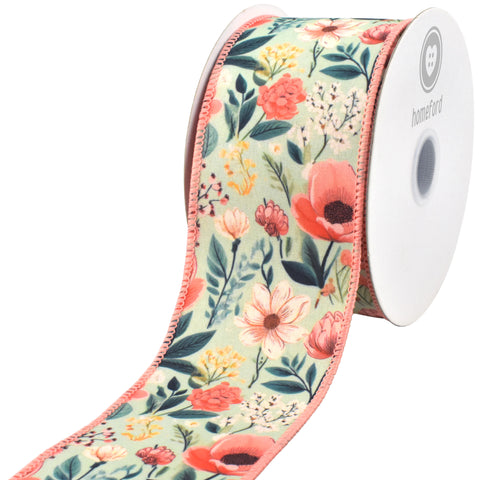 Spring Dainty Flowers Deluxe Wired Ribbon, 10-yard