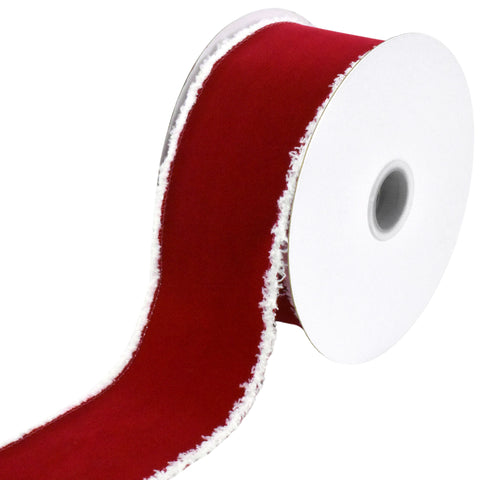 Christmas Velvet Frizette Edge Wired Ribbon, 2-1/2-inch, 10-yard