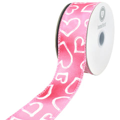 Valentine's Iridescent Heart Outlines Wired Ribbon, 10-yard