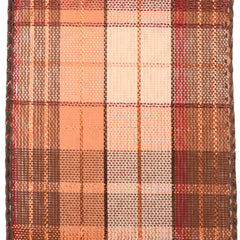 Chocolate Copper Plaid Wired Autumn Fall Ribbon, 2-1/2-inch, 10-yard