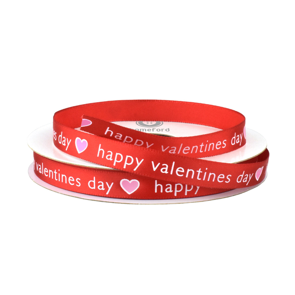 Happy Valentines Day Message Heart Ribbon, 10-yard