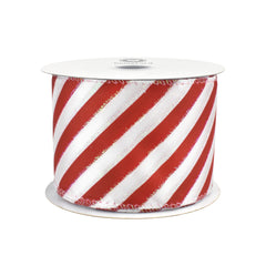 Christmas Iridescent Candy Cane Stripes Wired Ribbon, 10-yard