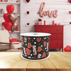 Valentine's Love Hearts Wired Ribbon, 10-yard