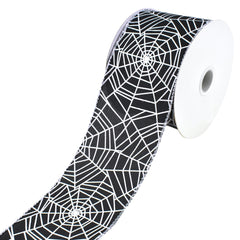 Halloween Spider Webs Wired Satin Ribbon, 10-yard