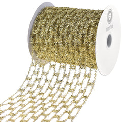 Christmas Expandable Sparkle Tinsel Wired Ribbon, 4-inch, 10-yard