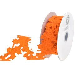 Fall Leaves Felt Cutout Ribbon, Orange, 1-1/2-inch, 10-yard