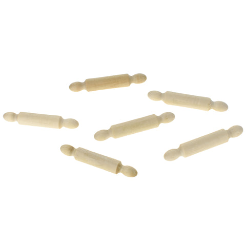 Wooden Craft Rolling Pin Miniatures, 2-1/4-inch, 6-count