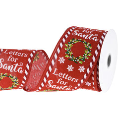 Christmas Letters for Santa Wired Ribbon, 2-1/2-inch, 10-yard