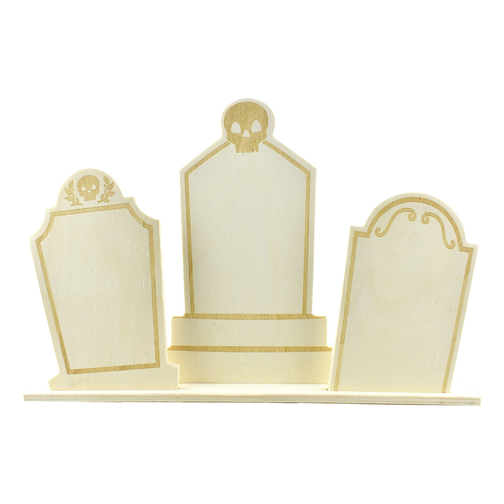 Halloween Graveyard Headstone Wooden Table Top Decoration, 9-1/4-Inch