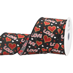 Valentine's Love Hearts Wired Ribbon, 10-yard