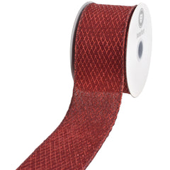 Christmas Net Overlay Velvet Wired Ribbon, 2-1/2-inch, 10-yard