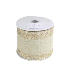 Glitter-Edge Criss-Cross Canvas Ribbon, 2-1/2-inch, 10 Yards