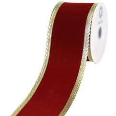 Christmas Velvet Metallic Scalloped Edge Wired Ribbon, 2-1/2-inch, 10-yard