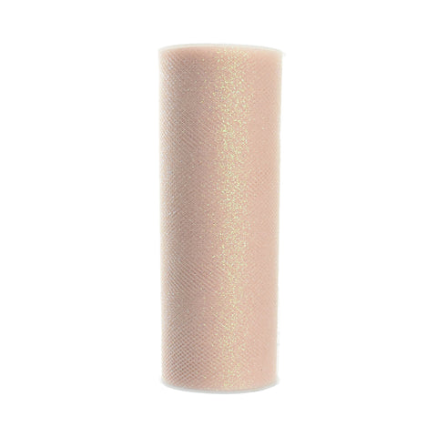 Glitter Tulle Spool, Light Blush, 6-Inch, 10-Yard