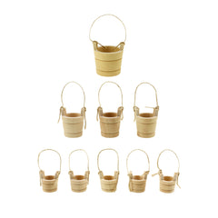 Wooden Craft Well Bucket Miniatures with Jute Handle
