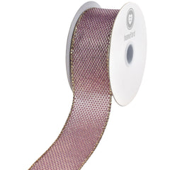 Christmas Iced Metallic Shiny Woven Wired Ribbon, 1-1/2-inch, 10-yard