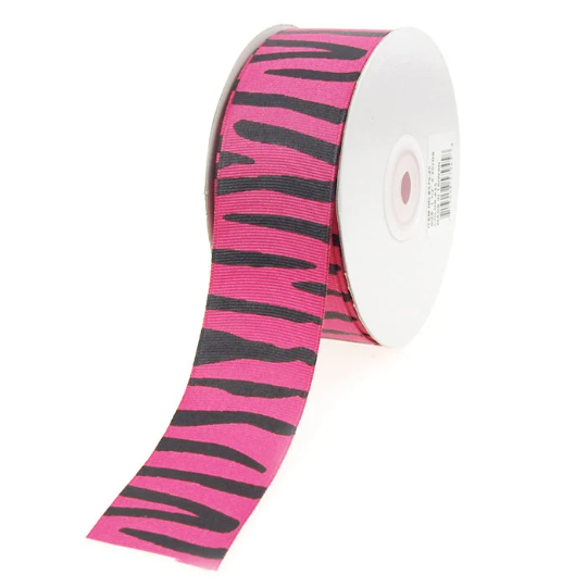 Zebra Print Grosgrain Ribbon 1-1/2-inch, 25-yard