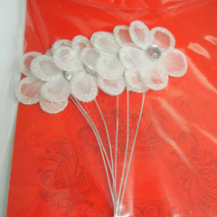 Glitter Organza Flower Spray, 5-1/2-inch, Large