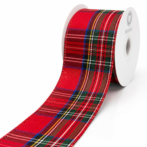 Traditional Multi Plaid Twill Wired Edge Ribbon, 2-1/2-inch, 10-yard