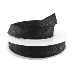 Embossed Flowers Hot Cut Edge Floral Wrap Ribbon, 1-1/2-inch, 50-yard