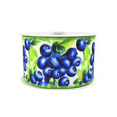 Spring Jumbo Blueberries Deluxe Wired Ribbon, 10-yard