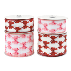 Patterned Pretty Bows Satin Wired Ribbon, 10-yard