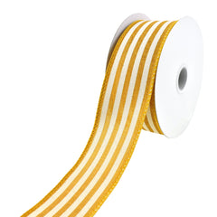 Cabana Stripes Faux Linen Wired Ribbon, 10-yard