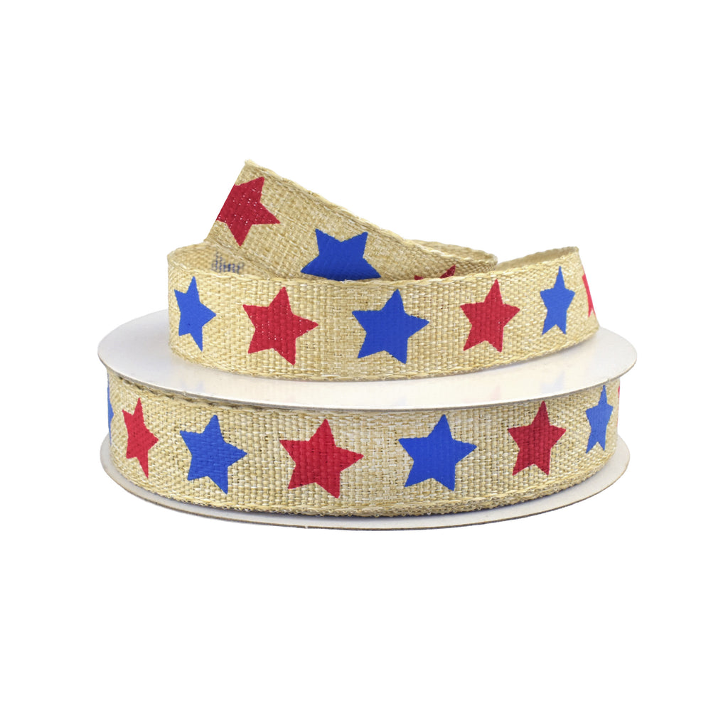 Patriotic Star Silhouettes Ribbon, 10-yard