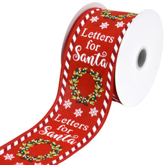 Christmas Letters for Santa Wired Ribbon, 2-1/2-inch, 10-yard