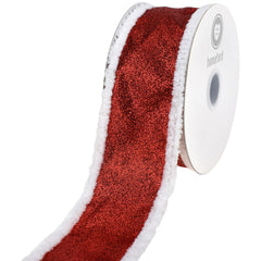 Christmas Glittered Satin Snowball Edge Wired Ribbon, 2-1/2-inch, 10-yard