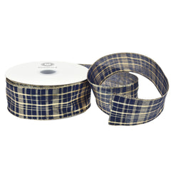 Christmas Metallic Plaid Wired Ribbon, 2-1/2-inch, 50-yard