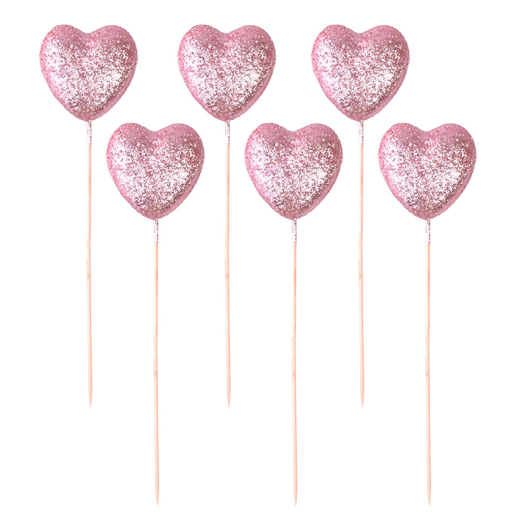 Valentine's Foam Glitter Heart Picks