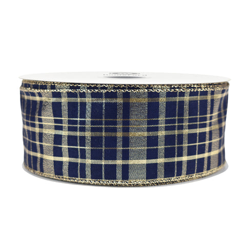 Christmas Metallic Plaid Wired Ribbon, 2-1/2-inch, 50-yard