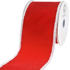 Christmas Velvet Fuzzy Edge Wired Ribbon, 10-yard