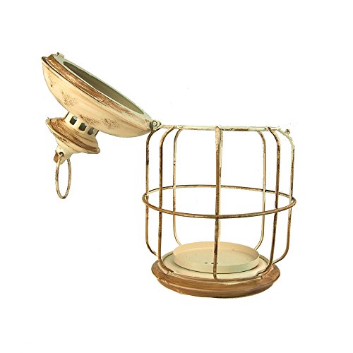 Antique Round Metal Cage Lantern, 14-inch