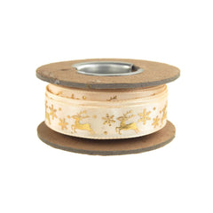 Glitter Reindeer Satin Ribbon, 5/8-inch, 9-yard