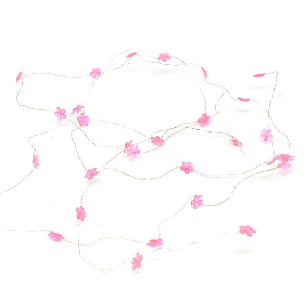 Flower Battery Operated Fairy String Lights, Pink, 10-Feet, 30 LED