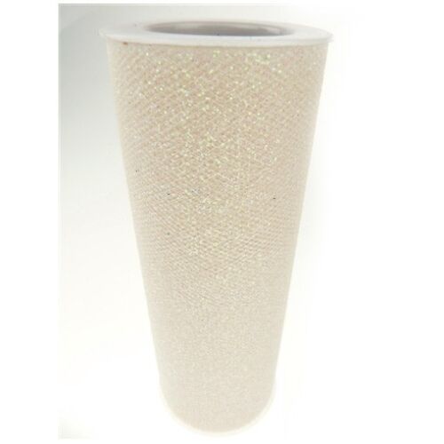 Glitter Tulle Spool Roll, 6-inch, 10-yard, Ivory