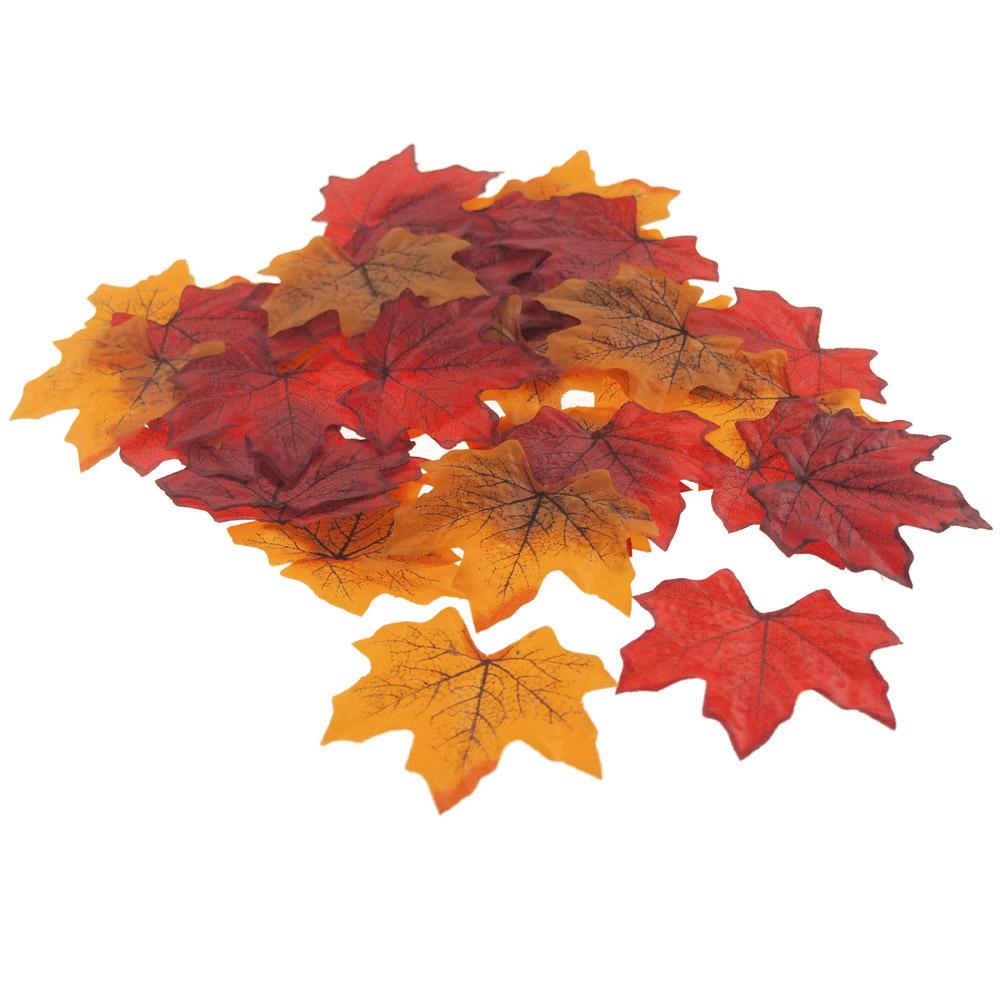 Decorative Fall Leaves Plastic Autumn Decor, 40-Count