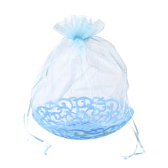 Organza Wrap Basket with Plastic Swirl Tray, 8-inch