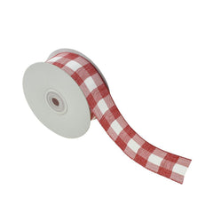 Faux Linen Checkered Ribbon, 1-1/2-Inch, 10-Yard